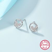 1 Pair Basic Simple Style Star Moon Heart Shape Plating Inlay Sterling Silver Zircon White Gold Plated Ear Studs main image 9