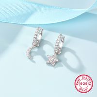 1 Pair Basic Simple Style Star Moon Heart Shape Plating Inlay Sterling Silver Zircon White Gold Plated Ear Studs main image 8