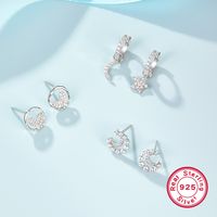 1 Pair Basic Simple Style Star Moon Heart Shape Plating Inlay Sterling Silver Zircon White Gold Plated Ear Studs main image 11