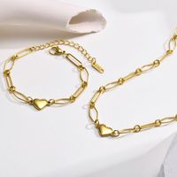 Acier Inoxydable 201 Plaqué Or 18K Style Classique Placage Forme De Cœur Bracelets Collier main image 4