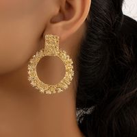 1 Pair Retro Round Plating Hollow Out Alloy Ear Studs main image 4