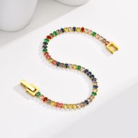 Simple Style Classic Style Colorful 201 Stainless Steel Gold Plated Zircon Tennis Bracelet In Bulk main image 6