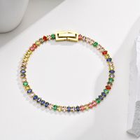 Simple Style Classic Style Colorful 201 Stainless Steel Gold Plated Zircon Tennis Bracelet In Bulk main image 1