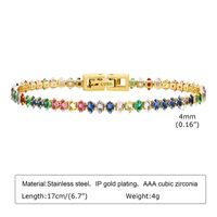 Simple Style Classic Style Colorful 201 Stainless Steel Gold Plated Zircon Tennis Bracelet In Bulk sku image 1
