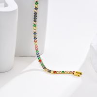 Simple Style Classic Style Colorful 201 Stainless Steel Gold Plated Zircon Tennis Bracelet In Bulk main image 3