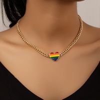 Simple Style Korean Style Rainbow Heart Shape Alloy Plating Women's Pendant Necklace main image 6