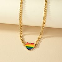 Simple Style Korean Style Rainbow Heart Shape Alloy Plating Women's Pendant Necklace main image 1