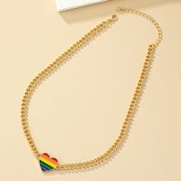 Simple Style Korean Style Rainbow Heart Shape Alloy Plating Women's Pendant Necklace main image 5
