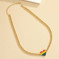 Einfacher Stil Koreanische Art Regenbogen Herzform Legierung Überzug Frau Halskette Mit Anhänger main image 2