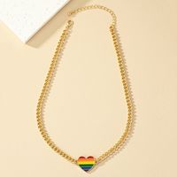 Simple Style Korean Style Rainbow Heart Shape Alloy Plating Women's Pendant Necklace sku image 1