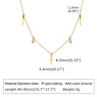 304 Stainless Steel Retro Simple Style Plating Inlay Cross Four Leaf Clover Lightning Zircon Necklace sku image 2