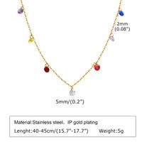 304 Stainless Steel Sweet Inlay Round Zircon Necklace main image 3