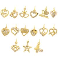 Romantic Simple Style Pentagram Letter Heart Shape Copper Plating Inlay Zircon 18k Gold Plated Charms main image 1