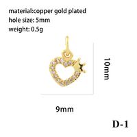 Romantic Simple Style Pentagram Letter Heart Shape Copper Plating Inlay Zircon 18k Gold Plated Charms sku image 4