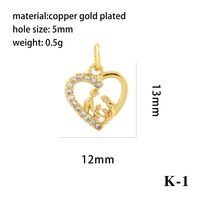 Romantic Simple Style Pentagram Letter Heart Shape Copper Plating Inlay Zircon 18k Gold Plated Charms sku image 16