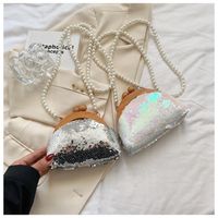 White Black Champagne Sequin Shell Pearls Shell Evening Bags main image 5