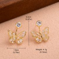 1 Pair Ig Style Sweet Butterfly Plating Inlay Copper Opal Zircon 14k Gold Plated Earrings sku image 1