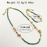 Vintage Style Vacation Color Block Gold Plated Natural Stone Beads 304 Stainless Steel Beaded Gravel Wholesale Bracelets Necklace main image 3