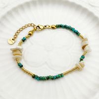 Vintage Style Vacation Color Block Gold Plated Natural Stone Beads 304 Stainless Steel Beaded Gravel Wholesale Bracelets Necklace sku image 1