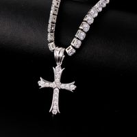Hip-Hop Cool Style Cross Copper Plating Inlay Zircon K Gold Plated Rhodium Plated Unisex Pendant Necklace main image 3
