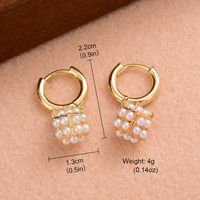1 Pair Ig Style Elegant Geometric Plating Three-dimensional Inlay Copper Pearl Zircon 14k Gold Plated Drop Earrings sku image 1