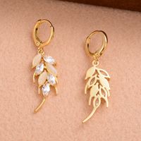 1 Pair Elegant Artistic Grain Plating Inlay Copper Opal Zircon 14k Gold Plated Drop Earrings main image 4