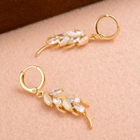 1 Pair Elegant Artistic Grain Plating Inlay Copper Opal Zircon 14k Gold Plated Drop Earrings main image 3