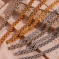 Einfacher Stil Klassischer Stil Geometrisch Rostfreier Stahl Überzug 18 Karat Vergoldet Armbänder Halskette main image 4