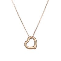 Simple Style Heart Shape Stainless Steel Polishing Plating Inlay Diamond Rose Gold Plated Pendant Necklace sku image 1