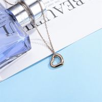 Simple Style Heart Shape Stainless Steel Polishing Plating Inlay Diamond Rose Gold Plated Pendant Necklace main image 2