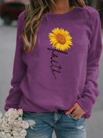 Women's Hoodie Long Sleeve Hoodies & Sweatshirts Printing Casual Sunflower Letter main image 4