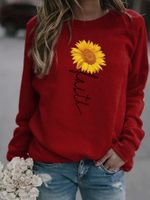 Women's Hoodie Long Sleeve Hoodies & Sweatshirts Printing Casual Sunflower Letter main image 2