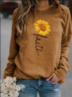 Women's Hoodie Long Sleeve Hoodies & Sweatshirts Printing Casual Sunflower Letter main image 3