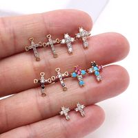 1 Pair Ig Style Korean Style Cross Plating Inlay Copper Zircon Gold Plated Ear Studs main image 10