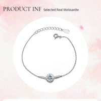 Wholesale Elegant Shiny Flower Sterling Silver Gra Plating Inlay White Gold Plated Moissanite Bracelets main image 5