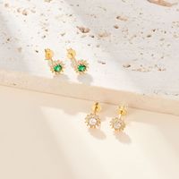 1 Pair Simple Style Sunflower Plating Inlay Sterling Silver Zircon 18k Gold Plated Ear Studs main image 4