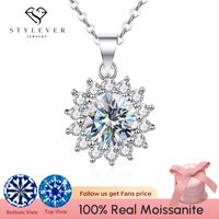 Wholesale Sweet Snowflake Sterling Silver Gra Inlay Moissanite Pendant Necklace main image 2