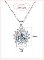 Wholesale Sweet Snowflake Sterling Silver Gra Inlay Moissanite Pendant Necklace main image 3