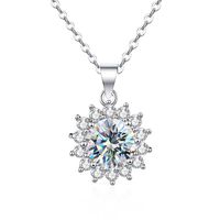 Wholesale Sweet Snowflake Sterling Silver Gra Inlay Moissanite Pendant Necklace sku image 1