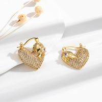1 Pair French Style Simple Style Korean Style V Shape Sector Heart Shape Inlay Copper Zircon Earrings main image 10