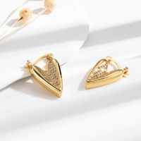 1 Pair French Style Simple Style Korean Style V Shape Sector Heart Shape Inlay Copper Zircon Earrings main image 9