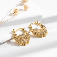 1 Pair French Style Simple Style Korean Style V Shape Sector Heart Shape Inlay Copper Zircon Earrings main image 8