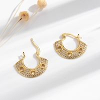 1 Pair French Style Simple Style Korean Style V Shape Sector Heart Shape Inlay Copper Zircon Earrings main image 5