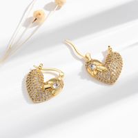 1 Pair French Style Simple Style Korean Style V Shape Sector Heart Shape Inlay Copper Zircon Earrings main image 3