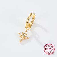 1 Piece Simple Style Star Plating Inlay Sterling Silver Zircon 18k Gold Plated Drop Earrings main image 3