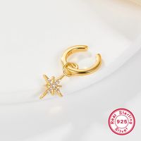 1 Piece Simple Style Star Plating Inlay Sterling Silver Zircon 18k Gold Plated Drop Earrings main image 6