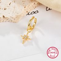 1 Piece Simple Style Star Plating Inlay Sterling Silver Zircon 18k Gold Plated Drop Earrings main image 4