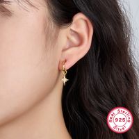 1 Piece Simple Style Star Plating Inlay Sterling Silver Zircon 18k Gold Plated Drop Earrings main image 1