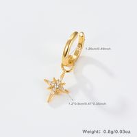 1 Piece Simple Style Star Plating Inlay Sterling Silver Zircon 18k Gold Plated Drop Earrings main image 2