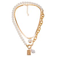 Wholesale Jewelry Sweet Solid Color Alloy Iron Artificial Pearls Plating Inlay Pendant Necklace Necklace main image 2